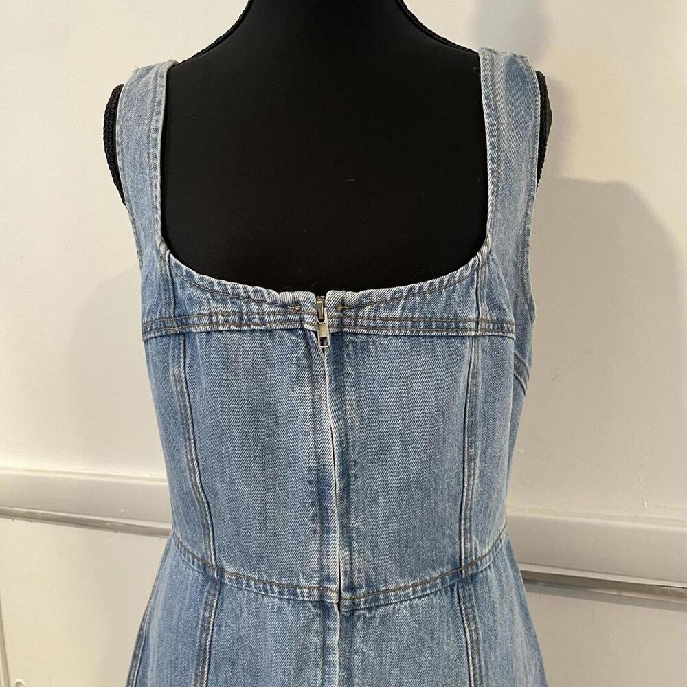 Blue denim mini dress with zipper down the front. lulus size medium - Picture 4 of 7